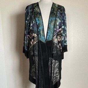 Violet Kay Multi Fabric Hi Lo Fancy Kimono Jacket sz L